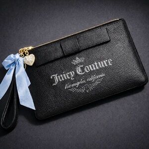 Juicy Couture Black Wristlet with Gold Accents